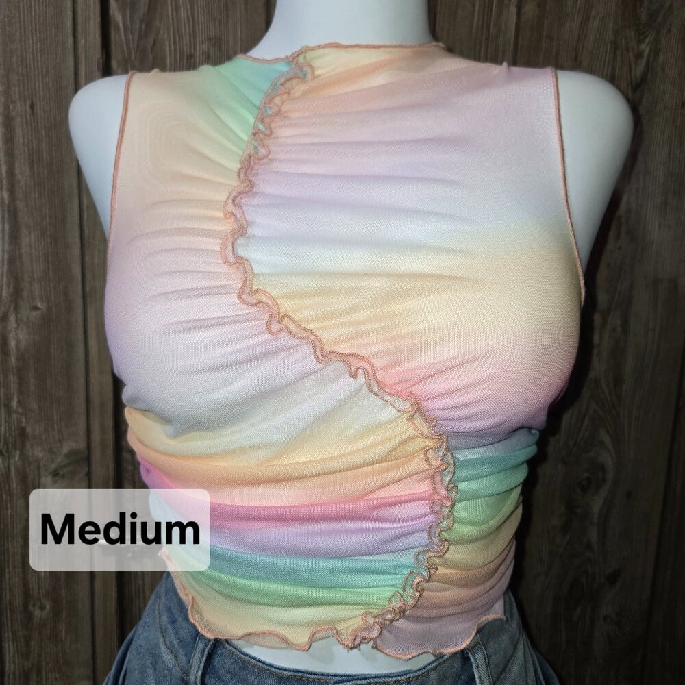 Rainbow Mesh Top | Shein